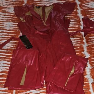 bebe Vegan Red Jumpsuit
